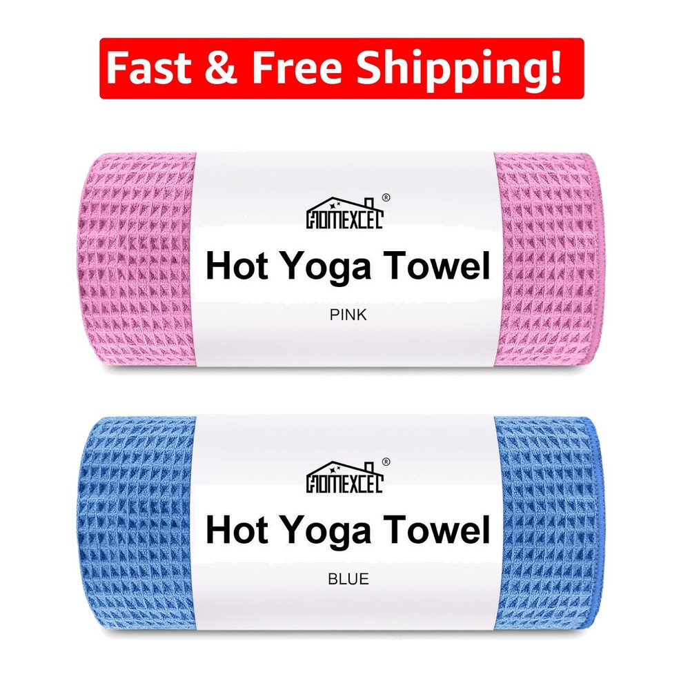 Microfiber Yoga Mat Towels – 2-Pack, 26.5″ x 72″ – Blue & Pink Elegance