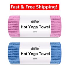 Microfiber Yoga Mat Towels – 2-Pack, 26.5″ x 72″ – Blue & Pink Elegance