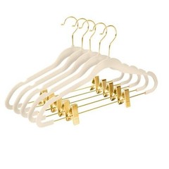 Premium Velvet Pants Hangers with Adjustable Clips (Pack of 20-Pack Ivory/Gold
