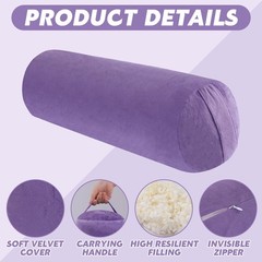 Round Yoga Pillow, Cylindrical Yoga Bolster Pillow with Washable Cover, Medit