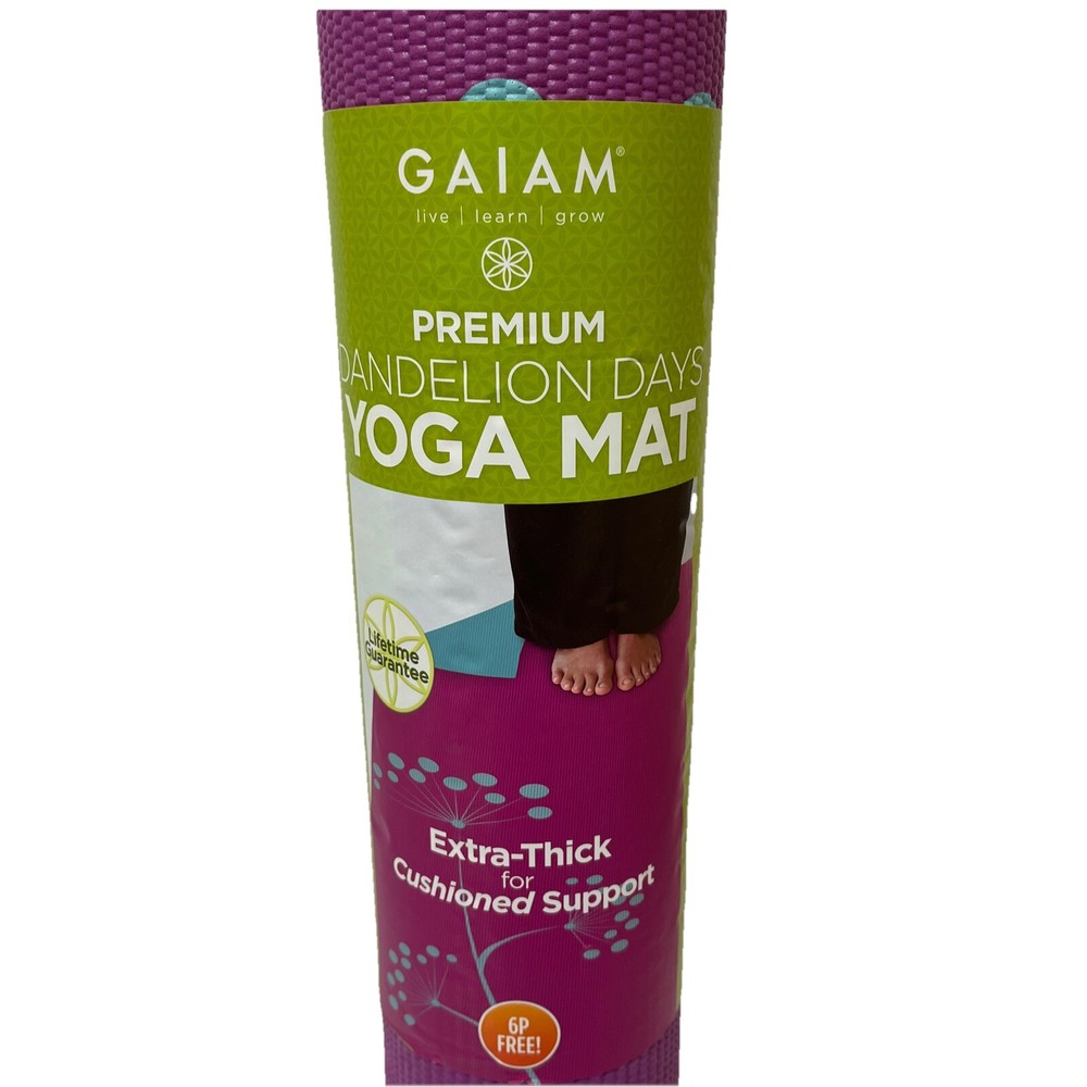 Gaiam Premium Dandelion Days Yoga Mat Purple Teal 68″L x 24″W x 5MM NEW