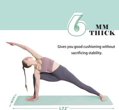 Yoga Mat Non Slip, Pilates Fitness Mats, Eco Friendly, Anti-Tear 1/4″ Thick Yoga