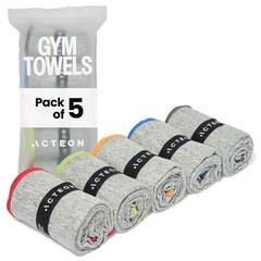 Acteon Microfiber Gym Towels 5 Pack Quick Dry Silver Ion Odor-Free Sweat Towel