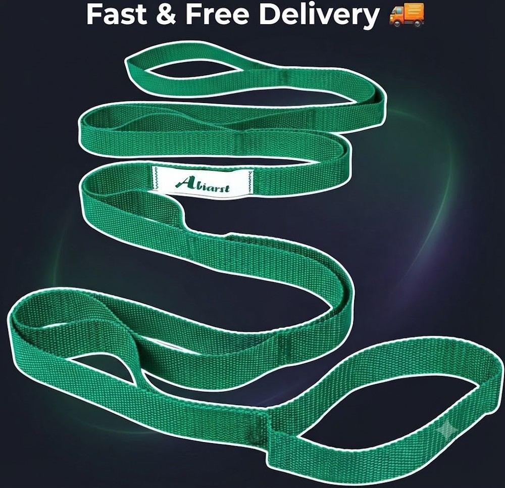 Stretching Strap Yoga Straps for Physical Therapy, 10 Loops Non-Elastic Green