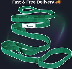 Stretching Strap Yoga Straps for Physical Therapy, 10 Loops Non-Elastic Green