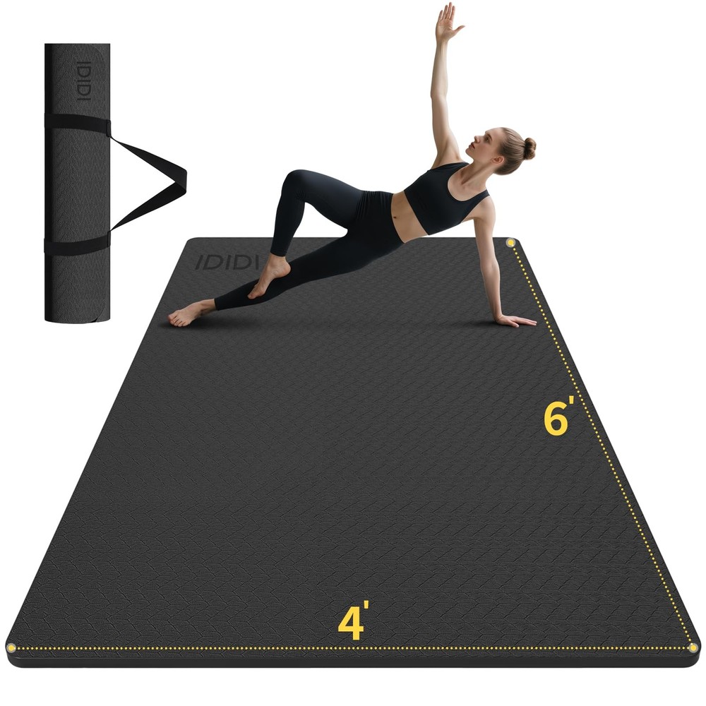 Large Yoga Mat (6’x 4′) – Extra Long and Wide Workout Mat for Men and Women, …