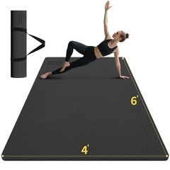 Large Yoga Mat (6’x 4′) – Extra Long and Wide Workout Mat for Men and Women, …