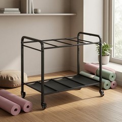 Exercise Mat Storage Rack Open Frame Rolling Gym Storage Rack Casters