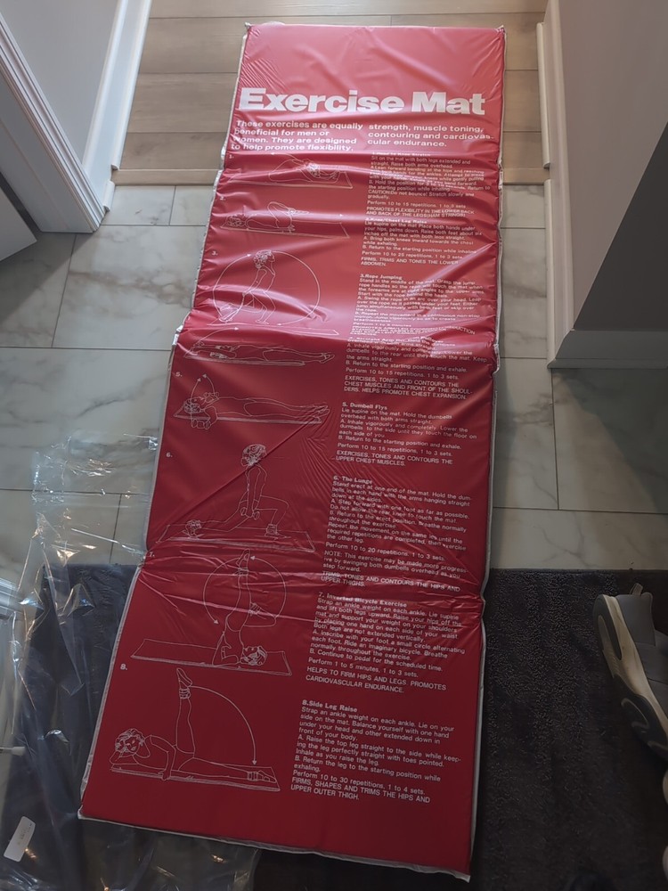 (5) Pack Lot PVC Folding Exercise Smart Mat Yoga Workout 74″ X 24″ Blue Red