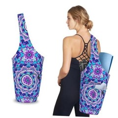 Mandala Yoga Mat Bag with Large Waterproof Zipper Pocket and 37″x15.5″ Purple