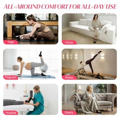 CoolMate Pilates Socks with Grips for 6-10, A-01b. 4 Pairs Open Top Black