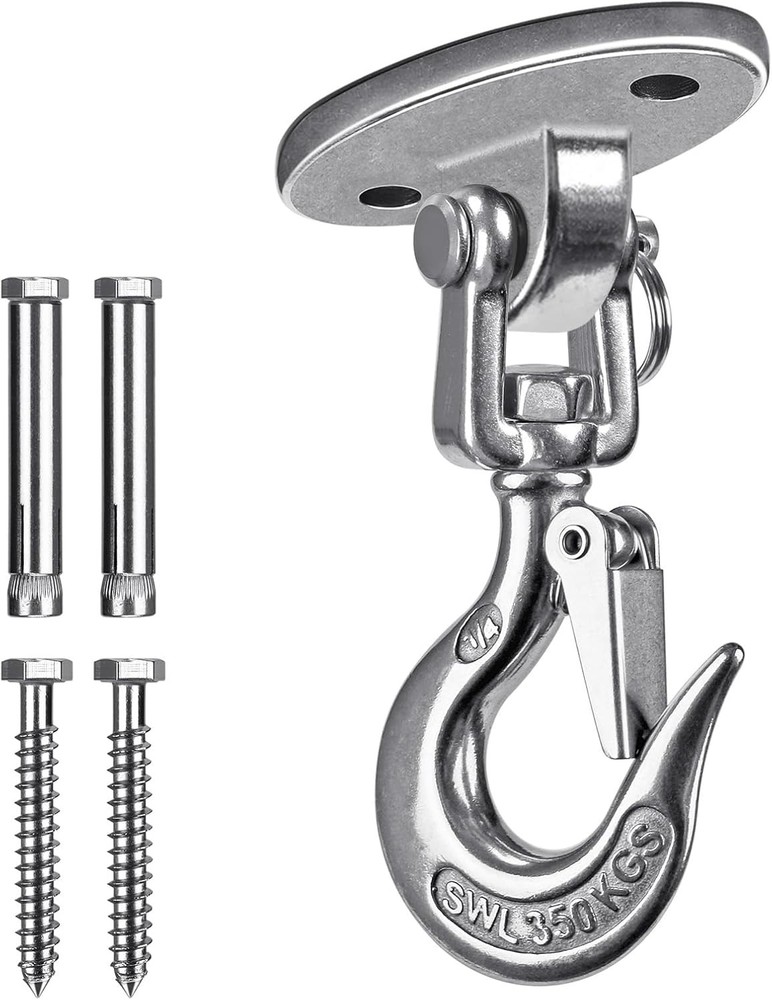 Heavy Duty Ceiling Swing Hanger with Safety Hook – Stainless Steel 360° Swivel