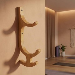 Exercise Mat Rack Built-in Hangers Exercise Storage Wooden