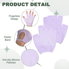 Yoga Gloves, Non Slip Fingerless Pilates Gloves, Purple
