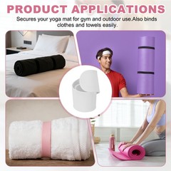 2Pcs Yoga Mat Strap Slap Band One Snap Yoga Mat Slap Band, Black/White
