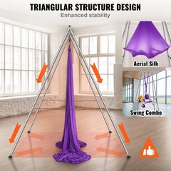 Chrome-Plated Aerial Yoga Frame: 9.67ft, 551lb, Non-Slip Base, Easy Assembly