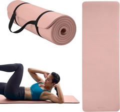Yoga Mat Pilates & Exercise Mat Thick Mat 2/5″ 10mm Workout Mat W/ Easy-Cinch