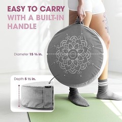 Meditation Cushion, Floor Pillow Foam Zafu Buckwheat, Mandala C. Ash Gray