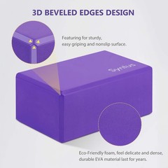 Syntus Yoga Block and Strap Set, 2 EVA Foam Soft Non-Slip Blocks 9×6×4 Purple