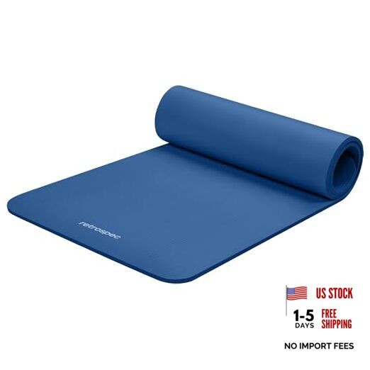 Solana Yoga Mat Thick 1/2in Non-Slip Workout Mat with Denim Blue 1/2 inch
