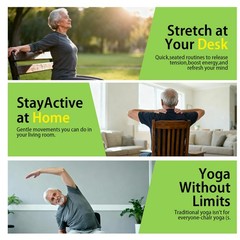 Chair Yoga for Seniors Over 60 Book & Chart, Gentle 8.5×11 inches, navy blue