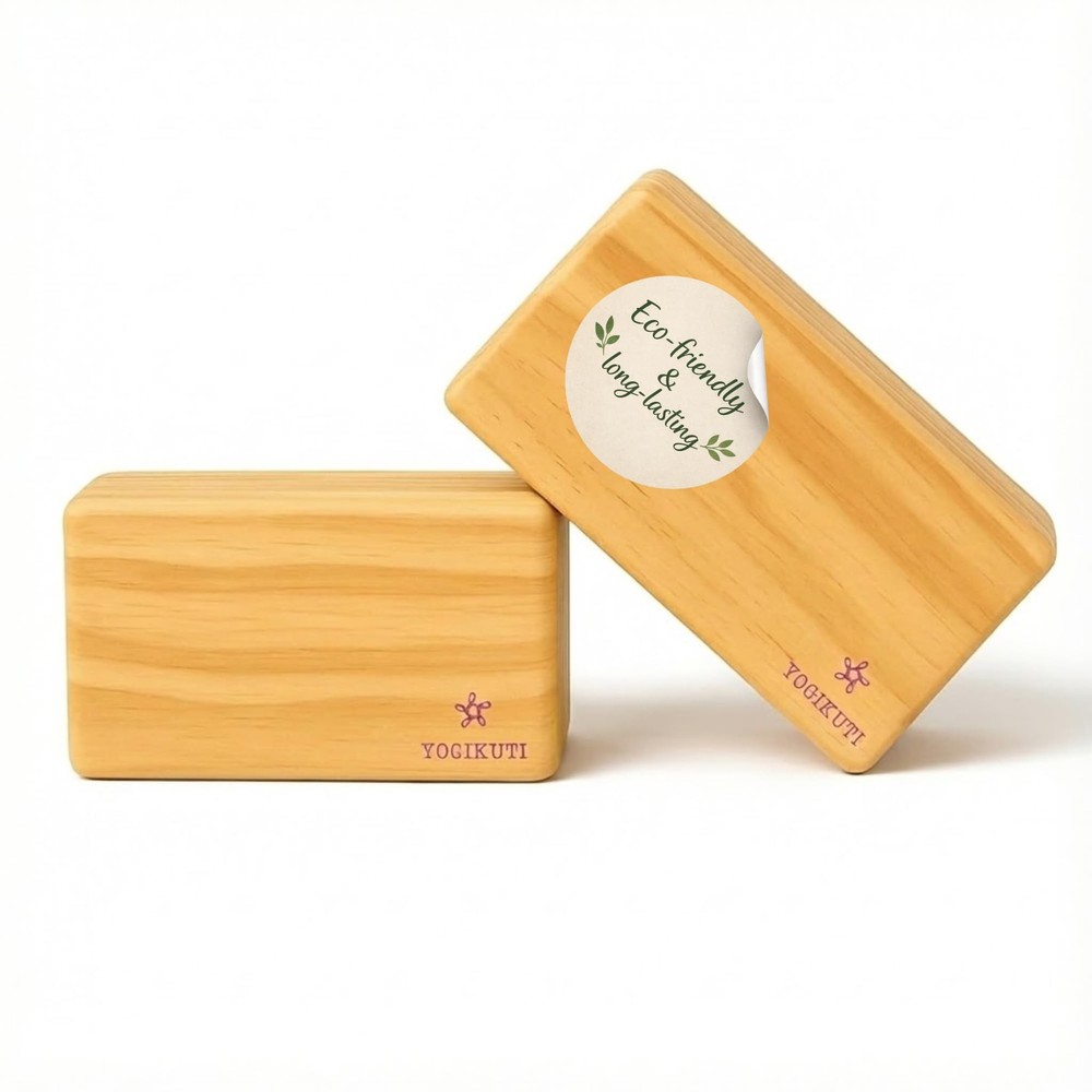 Original Wooden Yoga Blocks Set of 2 – Solid Hardwood Props Inspired by Tradi…