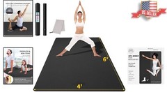 Large Yoga Mat – Extra Wide Workout Mat for Men and Women – 6’x 4′ – Black