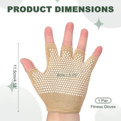 Yoga Gloves, Non Slip Fingerless Pilates Gloves, Beige