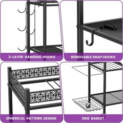 Efficient 3-Layer Home Gym Storage Rack with Wheels for Yoga & Fitness Equipment