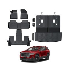 Floor Mats for 2017-2023 GMC Acadia (6-seat), All Weather TPE 2-in-1 Cargo Ma…