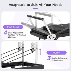 Pilates Reformer, Foldable Reformer Pilates Machine with Dual Resistance