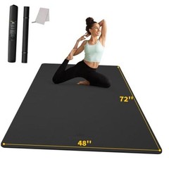 Yoga Mat 72″ x 48″ Large Workout Mat for Home Gym Flooring |-12mm 6mm BLACK