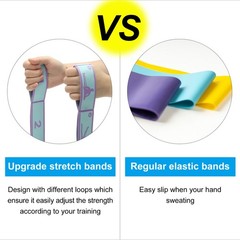 45.3 Inch Exercise Bands Yoga Stretching Strap Latin Elastic Dance Blue/Purple