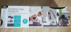 4pcs Yoga Set complete starter kit in purple, workout yoga blocks, strap, mat