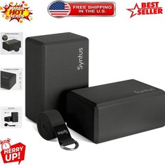 Yoga Block and Strap Set: 2 Durable EVA Blocks + 8FT Strap for Yoga and Pilates