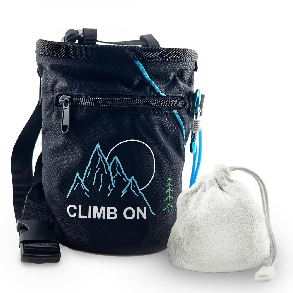 Chalk Bag + Ball for Rock Climbing, Bouldering, Top Rope | Climb Blue