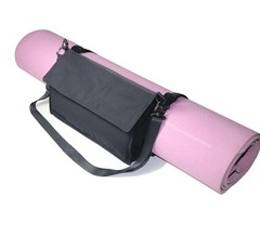 Yoga Mat Carrier Strap Shoulder Bag with Large Compartment Zipper Pocket, Black