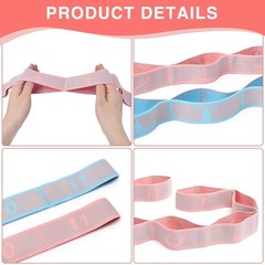 2PCS Elastic Yoga Stretching Strap with 11 Loops, Elastic Band for Physical T…