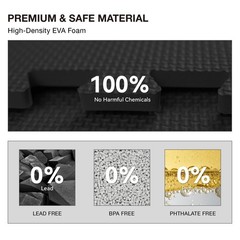 AIRHOP 18 Tiles Gym Floor Mat, EVA Foam Black | 18 |1.67m²,