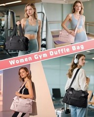 Small Gym Bag with Yoga Mat Holder, Wet Pocket and a Separate Pouch, Small Pink