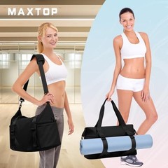 Women’s Gym Yoga Duffle Bag with 2 Bonus Shoe Pouches, Multi-Purpose Black