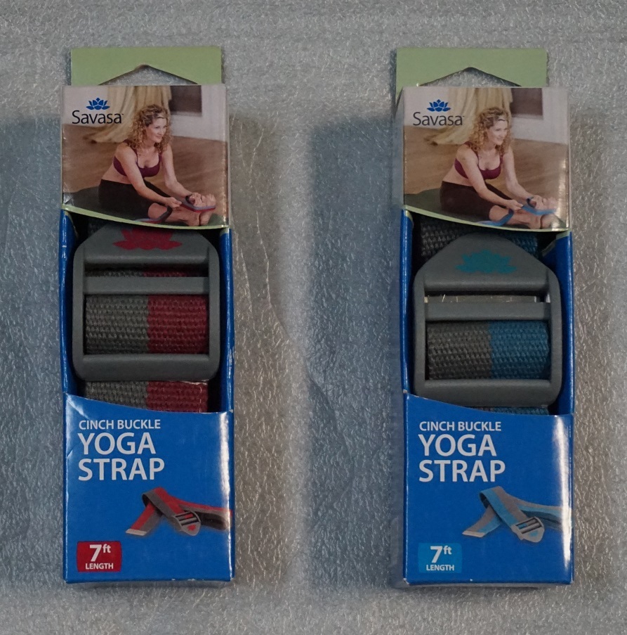 New Savasa Cinch Buckle YOGA STRAP 7Ft Fitness Stretch Dual Tone Gym Training