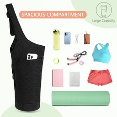 Smasrob Yoga Mat Bag with Wet Pocket, Bottle 24.5″ x 9.2″ x 24.5″, Black