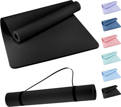 Extra Wide Yoga Mat 72″ X 32″, 6Mm Non Slip TPE Exercise Mat with Carrying Strap