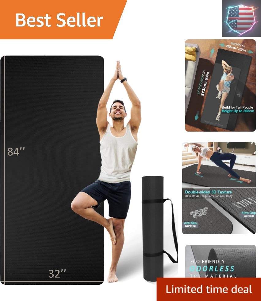 Extra Long & Wide Thick Yoga Mat for Tall Men & Women, 84” x 32” x 7mm Over..,