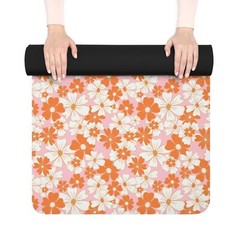 Retro Flower Gingham Rubber Yoga Mat