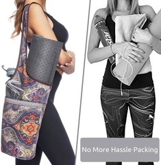 Yoga Mat Carrier Bag Ancient Totem Color Spacious Zipper Pockets for Accessories