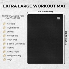 Oversized 6â€™ X 4â€™ Extra Large Workout Mat with Carry Bag & Straps â€” Hea…