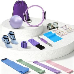 EgoNova 13-Pc Women’s Pilates Kit: Ring, Mini Ball, Bands & Weights for Home