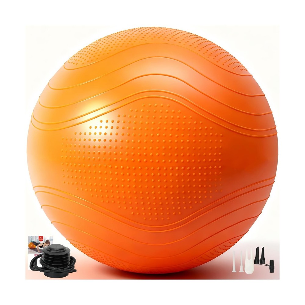 Gruper Yoga Ball, Multiple Sizes Non Slip Exercise Ball for Workout… Fast Ship